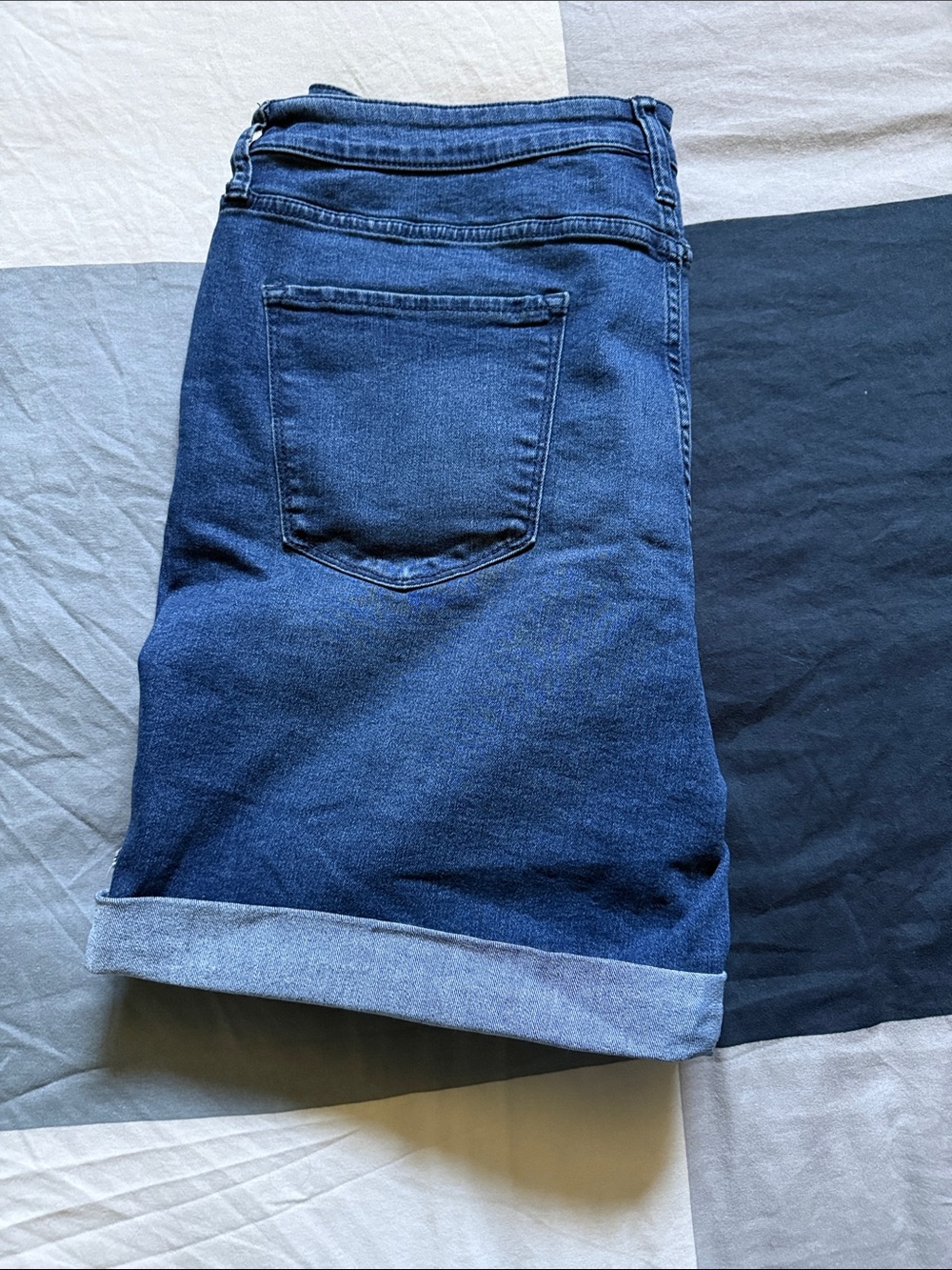 DKNY Navy Rolled-Hem Denim Shorts - Picture 3 of 4